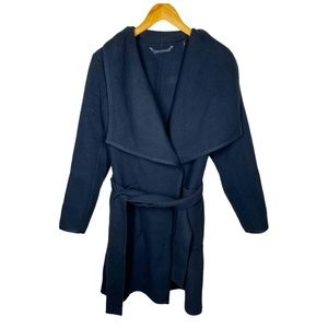 Diane Von Furstenberg DVF Black Trench Wool Blend Coat Small